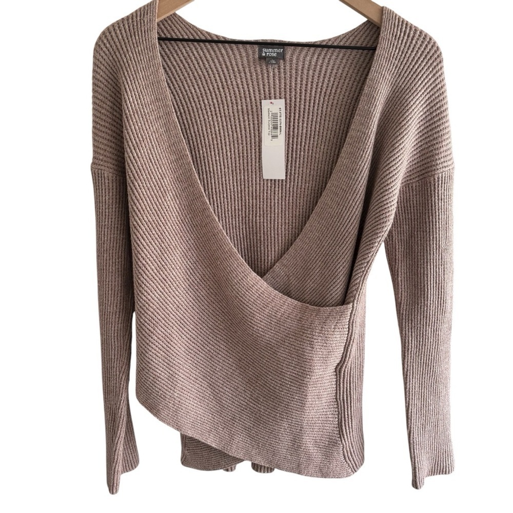 NWT Summer & Rose Madison Surplice Sweater Top Size Large Stretch Ribbed Casual